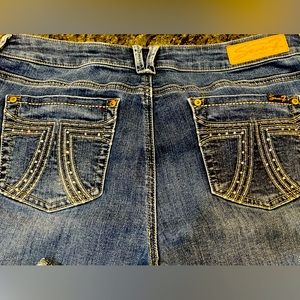 Seven7 Women's Blue Jeans with Embellished Pockets
